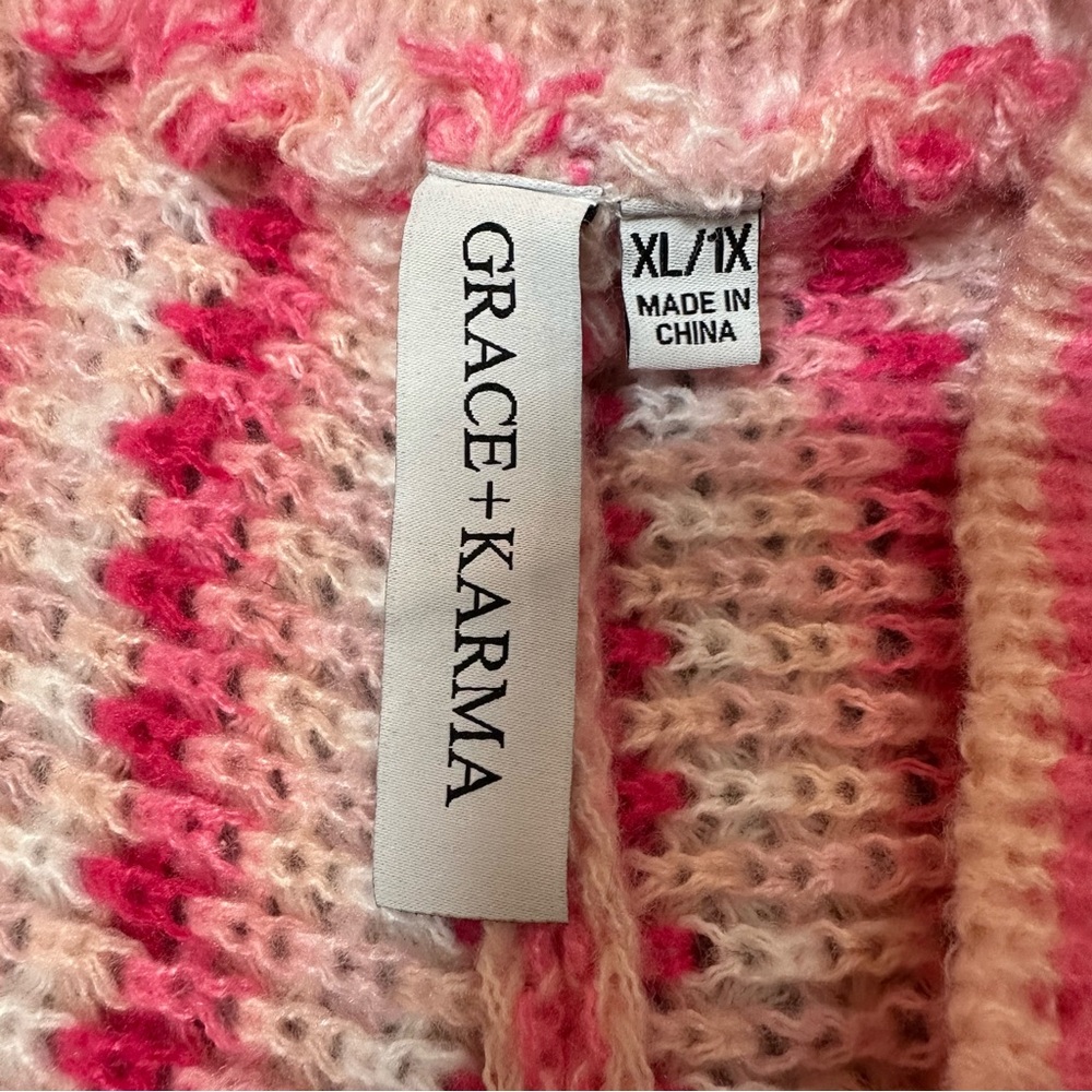 Grace + Karma Chic Pink Striped Women's Cardigan NWT - Picture 8 of 11